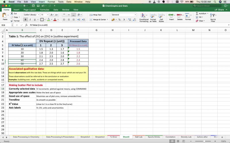 MYP Science: Creating & Formatting Simple Graphs in Excel